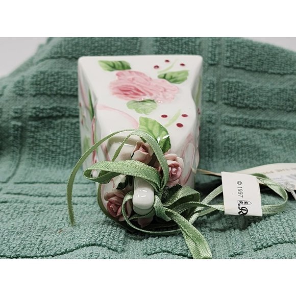 Set Of 4‎ Vintage Roman, Inc Ornaments Summer Blooms Pink Rose With Tags - Picture 11 of 16